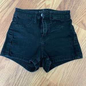 High Waisted Black Jean Shorts